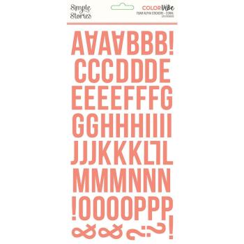 Simple Stories - Color Vibe - Coral - Foam Alpha Stickers 