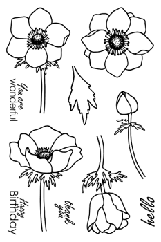 Janes Doodles " Anemone" Clear Stamp - Stempelset