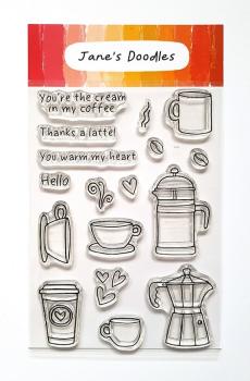 Janes Doodles " Coffee Time" Clear Stamp - Stempelset