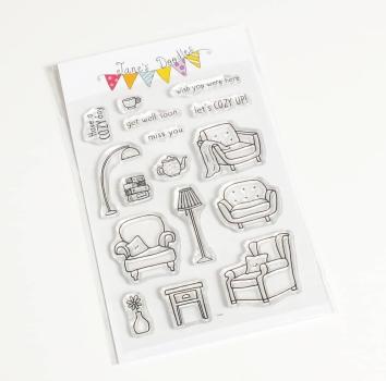 Janes Doodles " Cozy Up" Clear Stamp - Stempelset