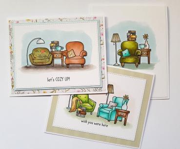 Janes Doodles " Cozy Up" Clear Stamp - Stempelset