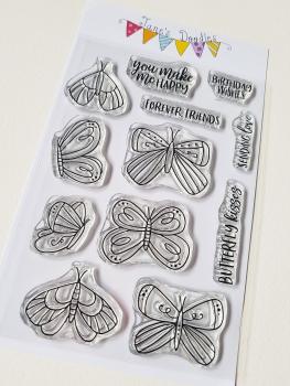 Janes Doodles " Doodle Butterflies" Clear Stamp - Stempelset