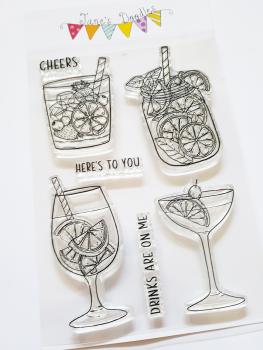 Janes Doodles " Happy Hour" Clear Stamp - Stempelset