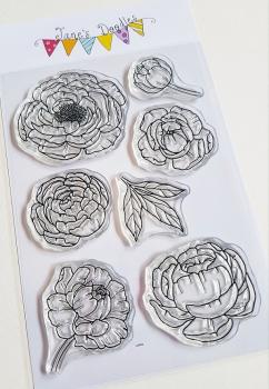 Janes Doodles " Peony" Clear Stamp - Stempelset