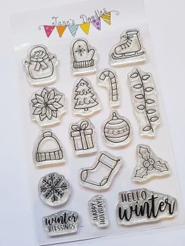 Janes Doodles " Winter Icons" Clear Stamp - Stempelset