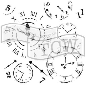 The Crafters Workshop Time Travel   Stencil - Schablone 6x6"