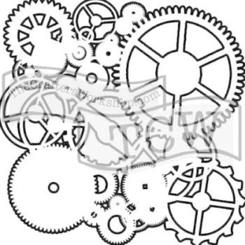 The Crafters Workshop Gears   Stencil - Schablone 6x6"