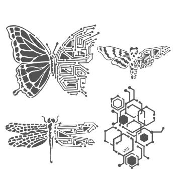 The Crafters Workshop Nature's Circuitry   Stencil - Schablone 6x6"