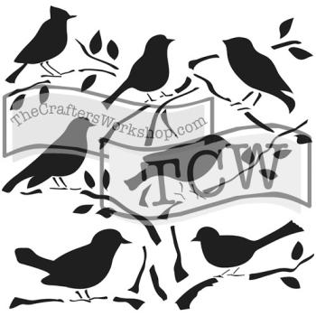 The Crafters Workshop Birds   Stencil - Schablone 12x12"