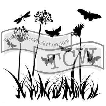 The Crafters Workshop Butterfly Meadow   Stencil - Schablone 12x12"