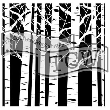 The Crafters Workshop Aspen Trees   Stencil - Schablone 12x12"