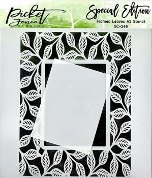 Picket Fence Studios Framed Leaves 6x6 Inch Stencil - Schablone