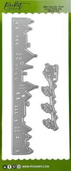 Picket Fence Studios Slim Line Our Town 4x10 Inch Cover Plate  Die (SDCS-123)
