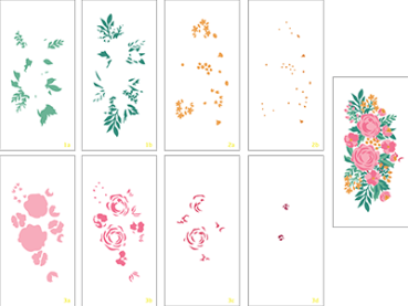 LDRS-Creative Garden Grandeur Slim Line Layering Stencils (8pcs)  Stencil