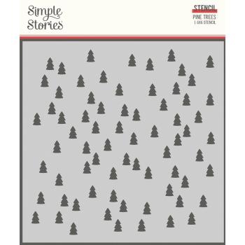 Simple Stories Simple  Make it Merry 6x6 Inch Stencil Pine Trees  - Schablone