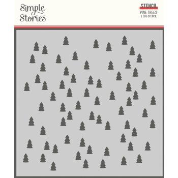 Simple Stories Simple  Make it Merry 6x6 Inch Stencil Pine Trees  - Schablone