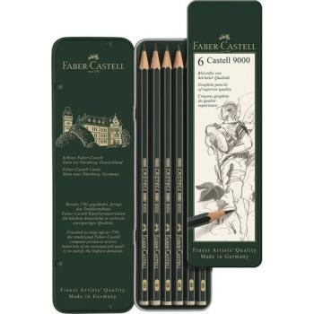 Faber Castell Graphite Pencil 9000 Tin With 6 Pieces 