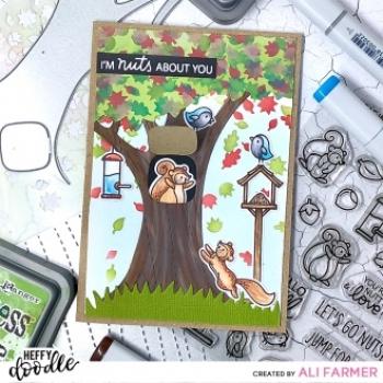 Heffy Doodle Falling Leaves  Stencil - Schablone