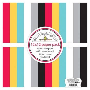Doodlebug Design Fun at the Park 12 x 12 Inch Textured Cardstock Solid Pack 12" Paper Pack  - Designpapier 