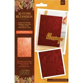 Crafters Companion -Autumn Blessings Collection 3D Embossing Folder Autumnal Foliage - Prägefolder