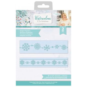 Crafters Companion -Watercolour Christmas Embossing Folder Elegant Borders  - Prägefolder