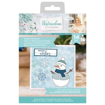 Crafters Companion - Watercolour Christmas Stamp & Die Build-A-Snowman - Stanze & Stempel