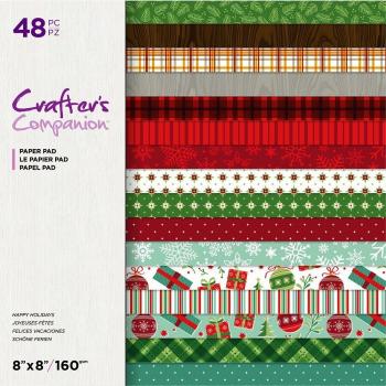 Crafters Companion - Happy Holidays 8x8 Inch Paper Pad - 8" Paper Pack