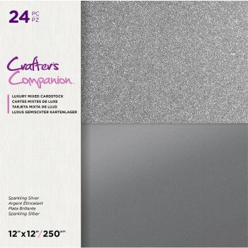 Crafters Companion - Sparkling Silver - 12" Paper Pack