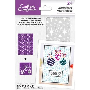 Crafters Companion -Baubles and Stars Simple Christmas - Stencil - Schablone