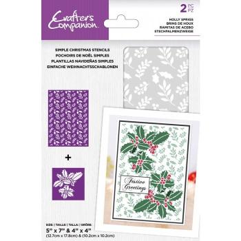 Crafters Companion -Holly Sprigs Simple Christmas - Stencil - Schablone