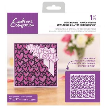 Crafters Companion -Love Hearts Background - Stencil - Schablone