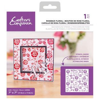 Crafters Companion -Rosebud Floral Background - Stencil - Schablone