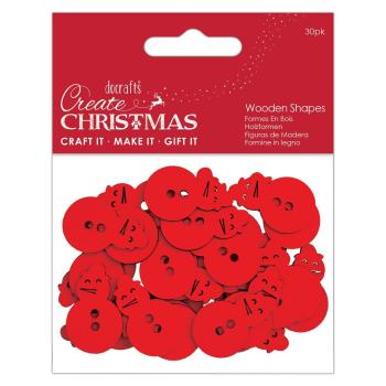 Papermania "Create Christmas Wooden Shapes Mini Snowman Red" (30Stk) Holzteile