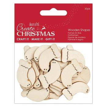Papermania "Create Christmas Wooden Shapes Mini Stockings Natural" (30Stk) Holzteile