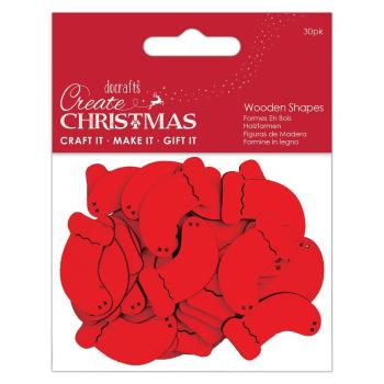 Papermania "Create Christmas Wooden Shapes Mini Stockings Red" (30Stk) Holzteile