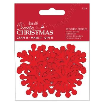 Papermania "Create Christmas Wooden Shapes Snowflakes Red" (12Stk) Holzteile
