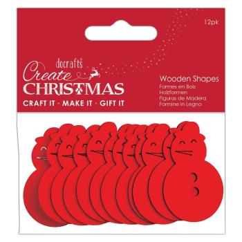 Papermania "Create Christmas Wooden Shapes Snowman Red" (12Stk) Holzteile