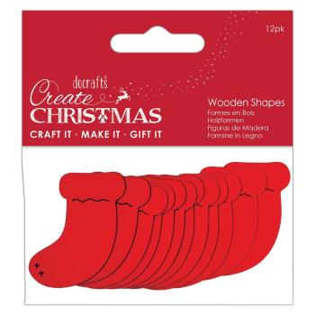 Papermania "Create Christmas Wooden Shapes Stockings Red" (12Stk) Holzteile