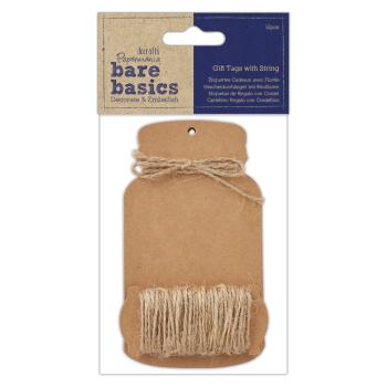 Papermania - Garn "Gift Tags with String Large Bottle " - 12 Anhänger in Flaschenform sowie 50 cm Schnur