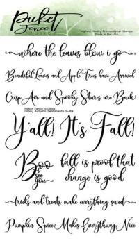 Picket Fence Studios Fancy Autumn Sentiments 4x6 Inch Clear Stamps 