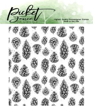 Picket Fence Studios Falling Pinecones 4x4 Inch Clear Stamps 