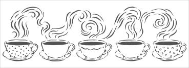 The Crafters Workshop Steamy Cups   Stencil - Schablone 16x6"