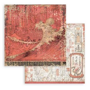 Stamperia "Sir Vagabond in Japan Red Texture" 12x12" Paper Sheet - Cardstock