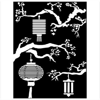 Stamperia Schablone - Stencil " Sir Vagabond in Japan Lanterns" - Schablone