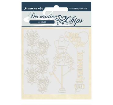 Stamperia " Threads Couture" Decorative Chips - Holzmotive