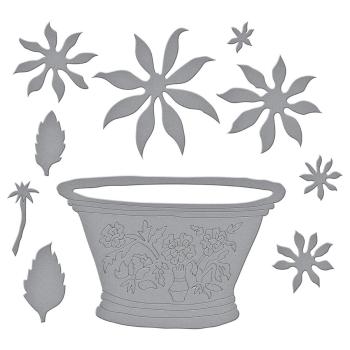 Spellbinders Die "Cactus Dahlia and Ornamental Garden Pottery Etched" Stanzschablone