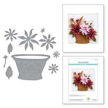 Spellbinders Die "Cactus Dahlia and Ornamental Garden Pottery Etched" Stanzschablone