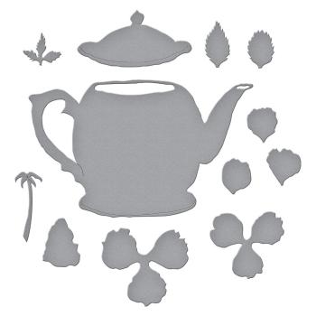 Spellbinders Die "Hybrid Tea Rose and Tea Pot Etched" Stanzschablone