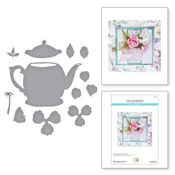 Spellbinders Die "Hybrid Tea Rose and Tea Pot Etched" Stanzschablone