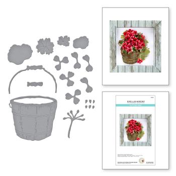 Spellbinders Die "Geranium and Antique Wooden Bucket Etched" Stanzschablone